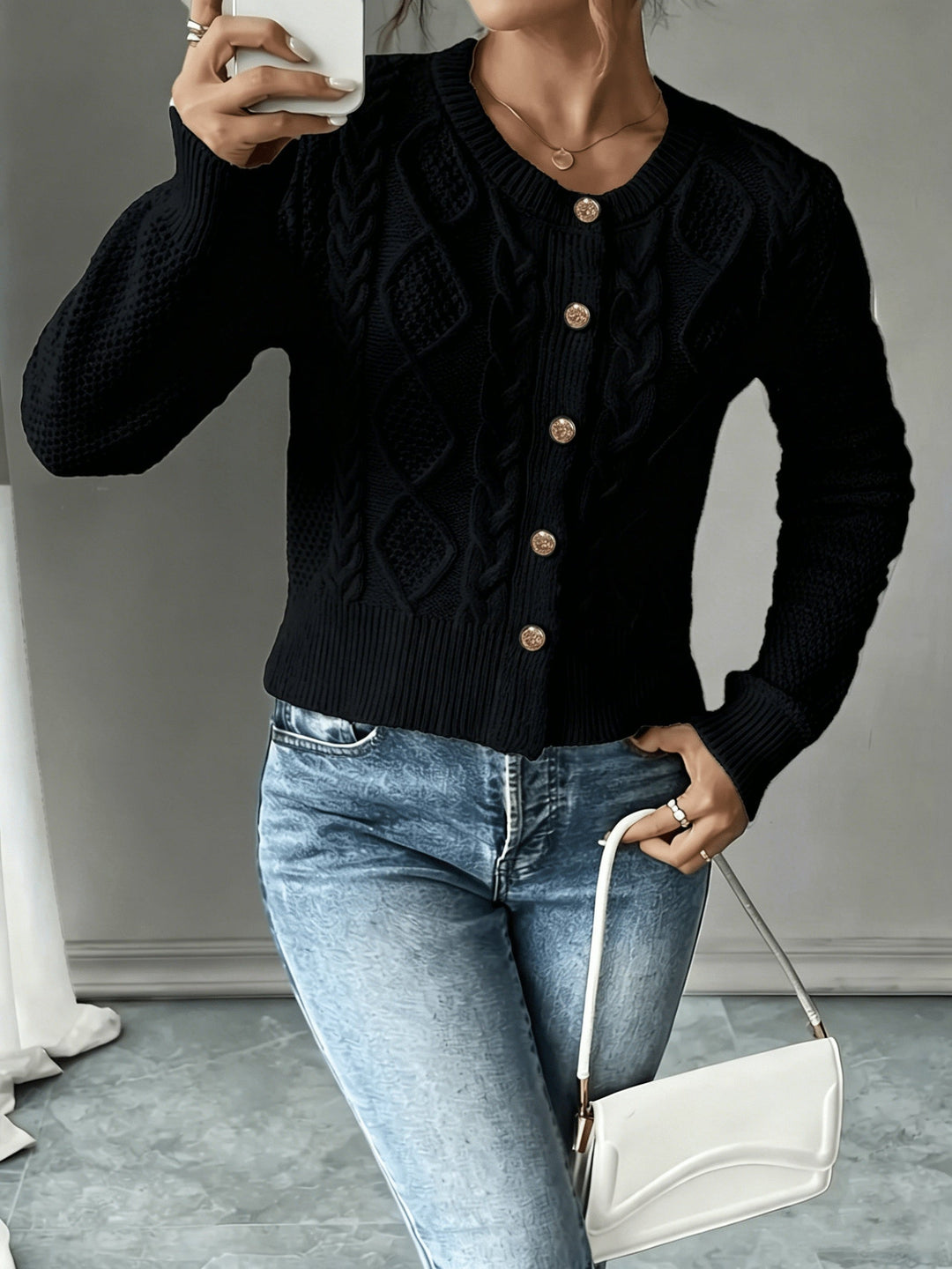 Begoña | Cardigan de punto trenzado con botones