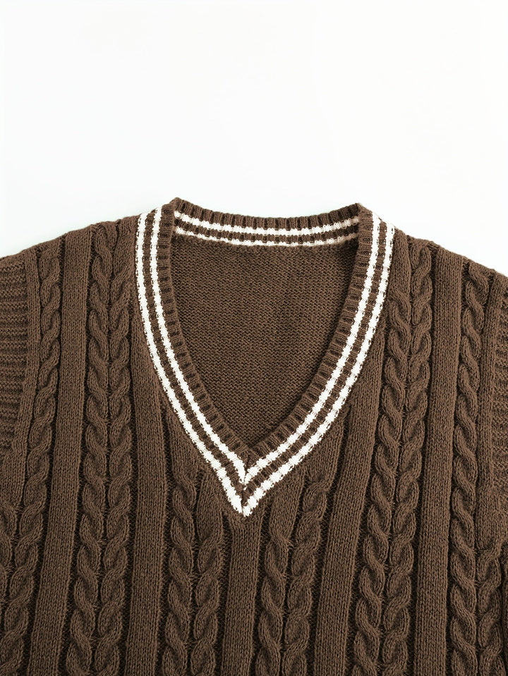 Harold | Chaleco de punto trenzado cuello V