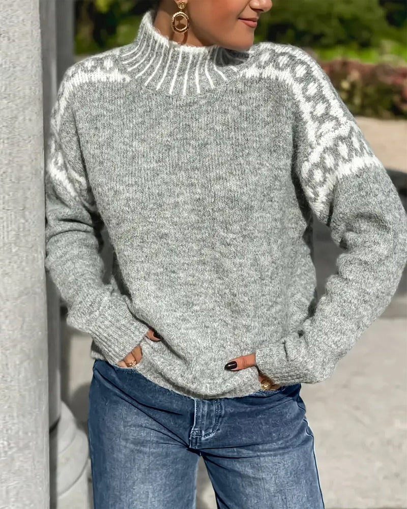 Ester | Sweater de cuello alto con detalle jacquard