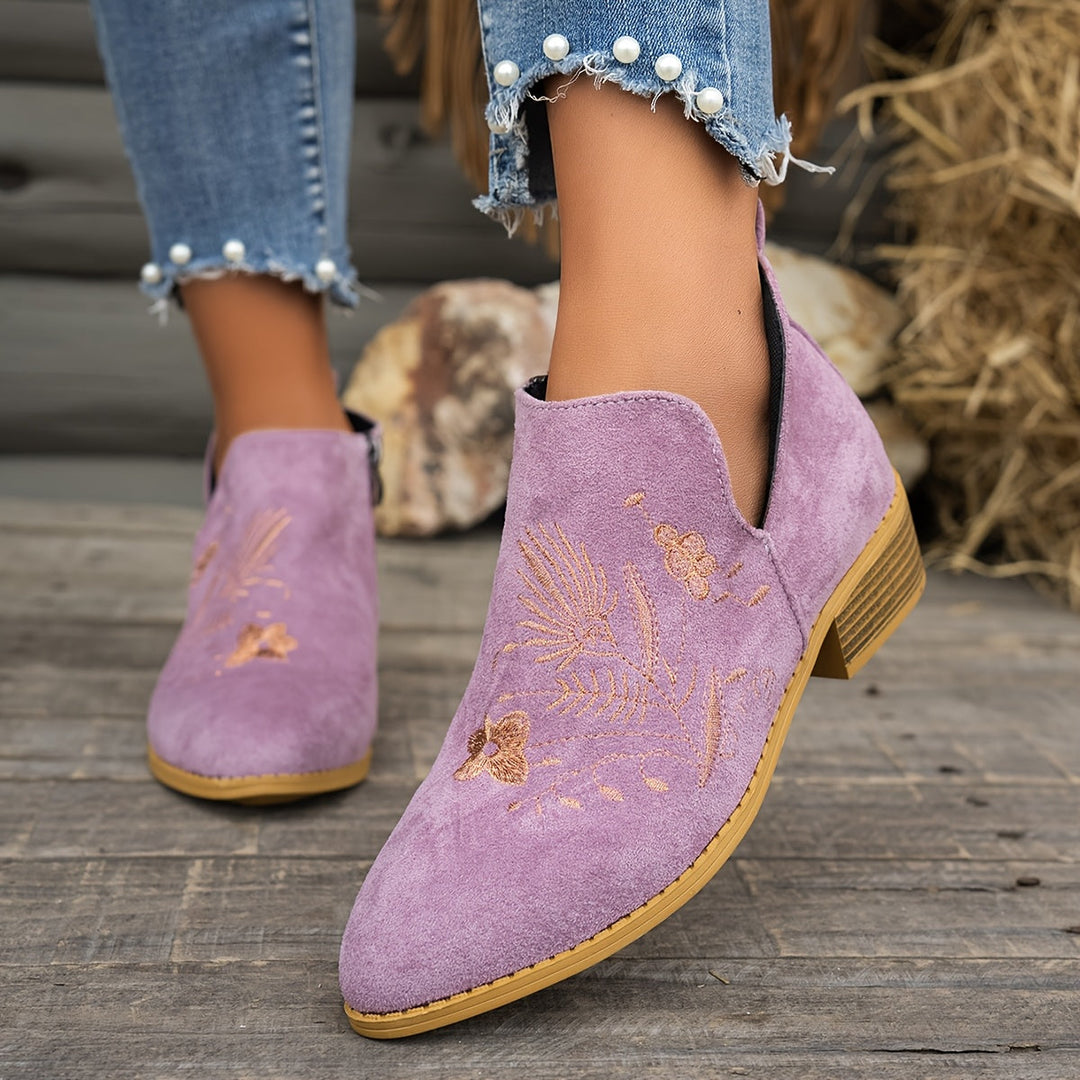 María Elisa | Botines bordados de taco bajo