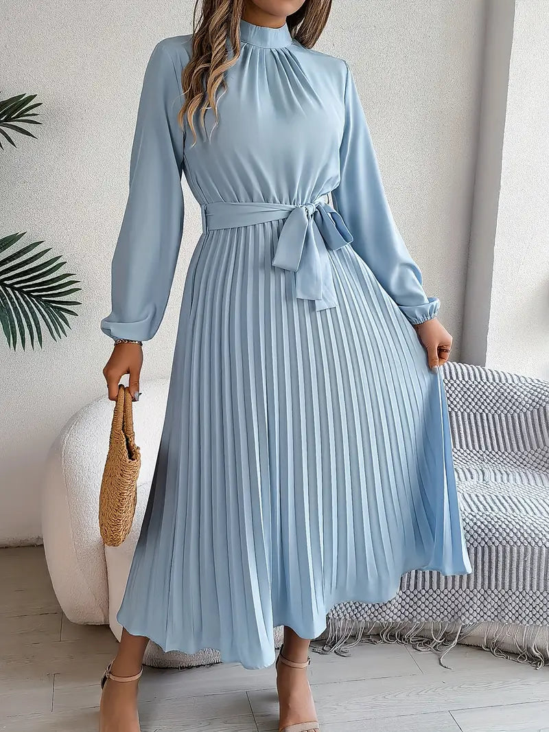 María Constanza | Vestido midi plisado con cinturón