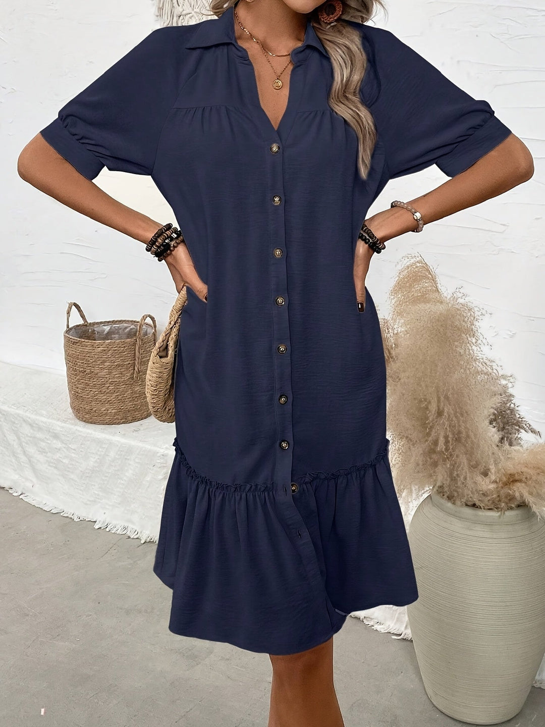 Verena | Vestido camisero boho con botones