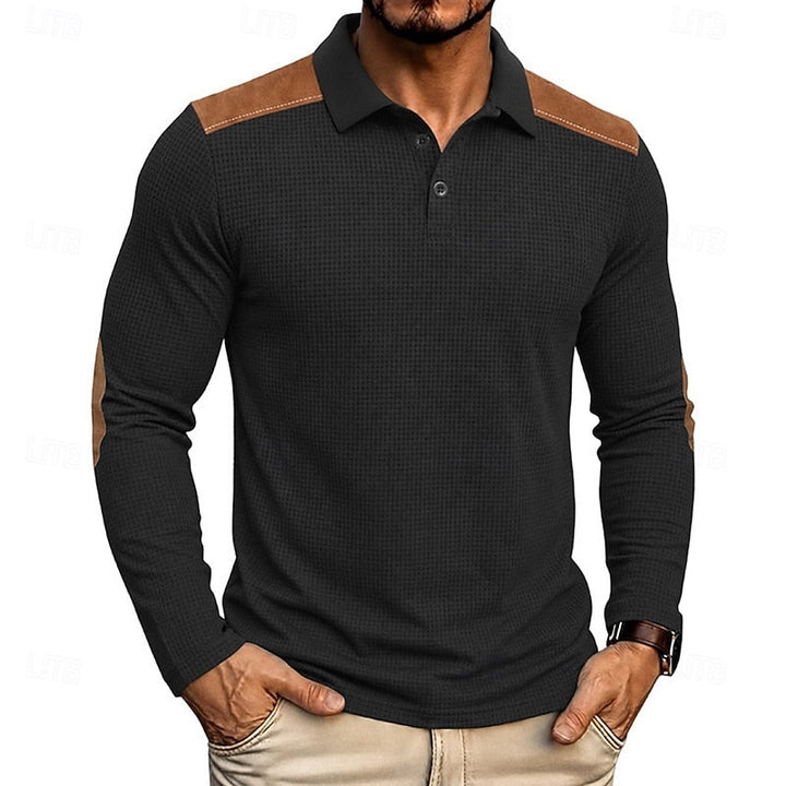Francisco | Polera polo manga larga con textura waffle