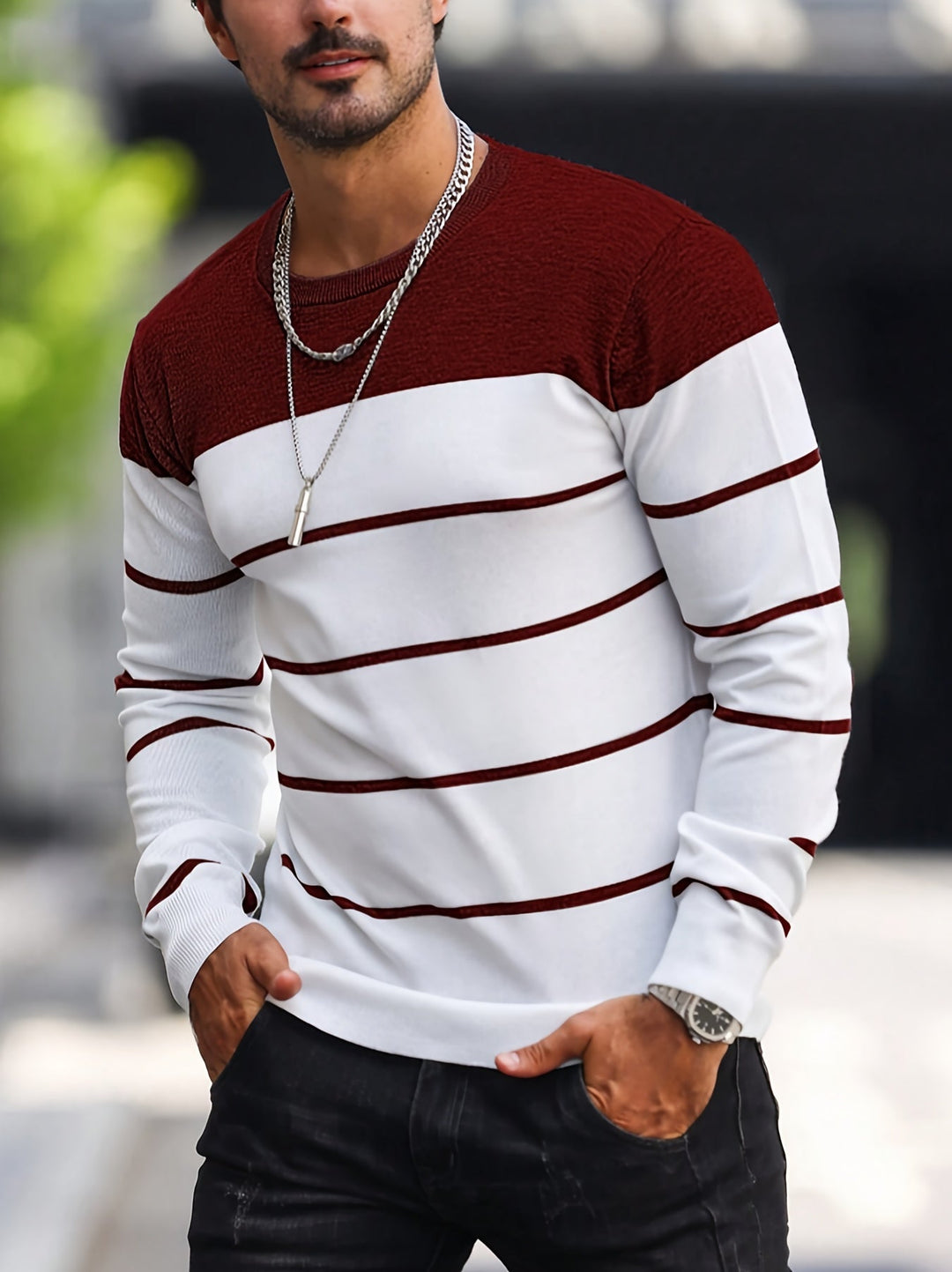 Enrique | Sweater a rayas cuello redondo