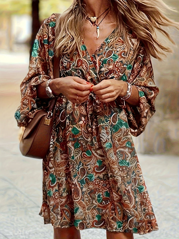 Emperatriz | Vestido con estampado bohemio y escote en V