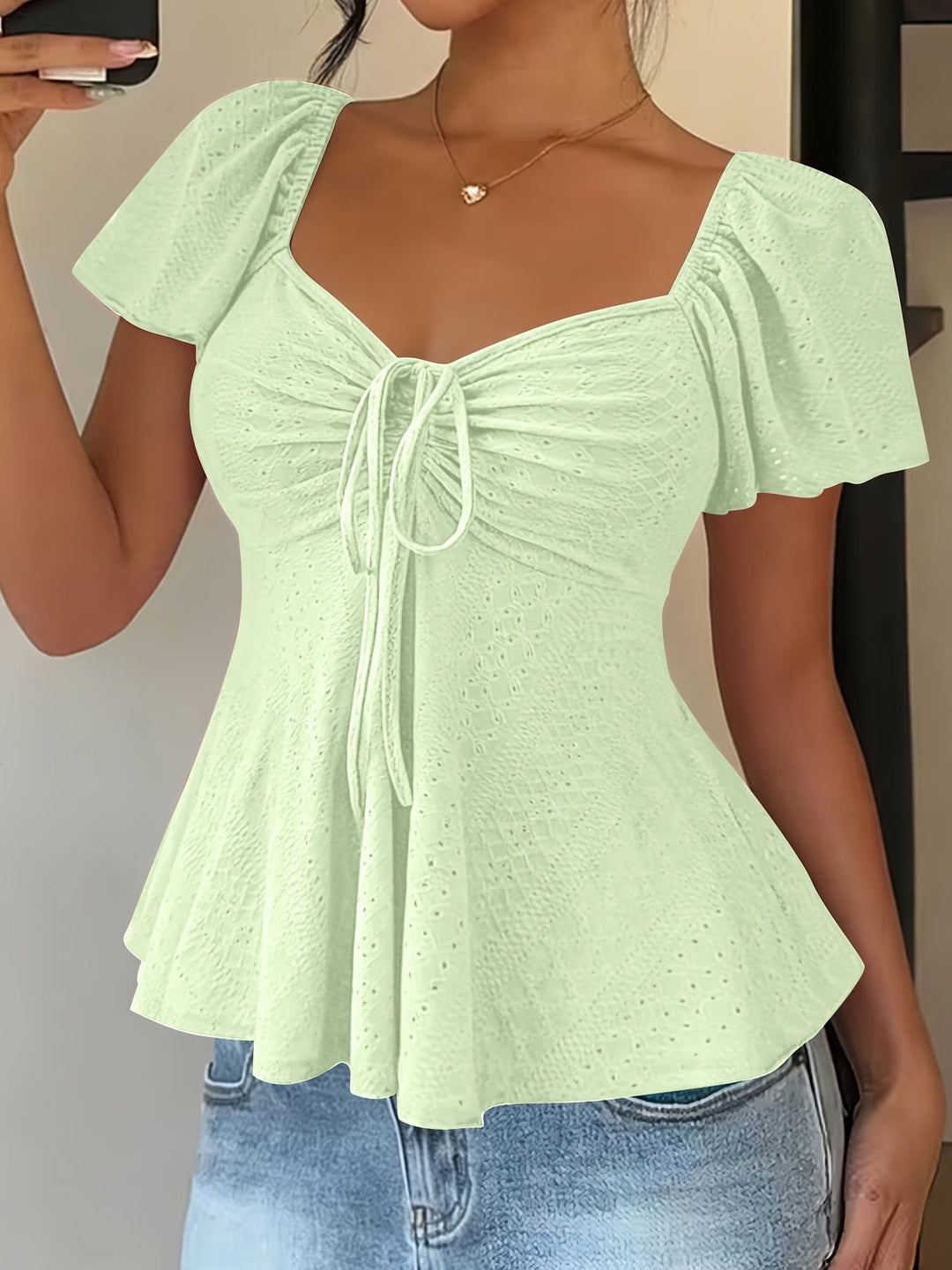 María Ángela | Top peplum de manga corta abullonada