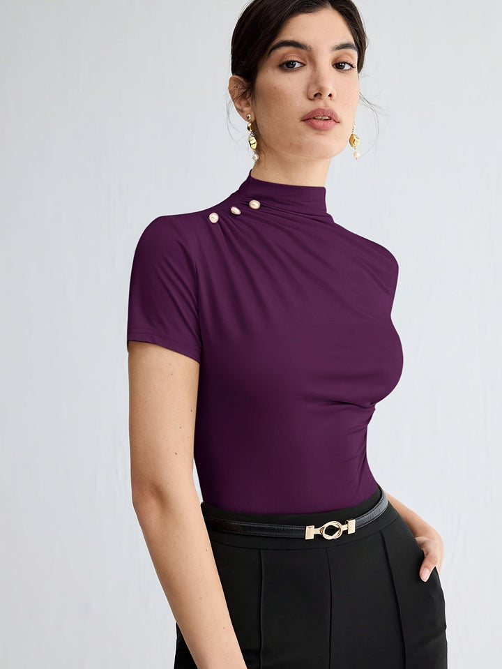 Margot | Polera cuello alto de manga corta