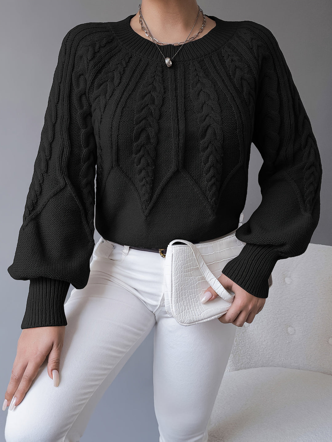 Clementina | Sweater tejido con textura de trenzas