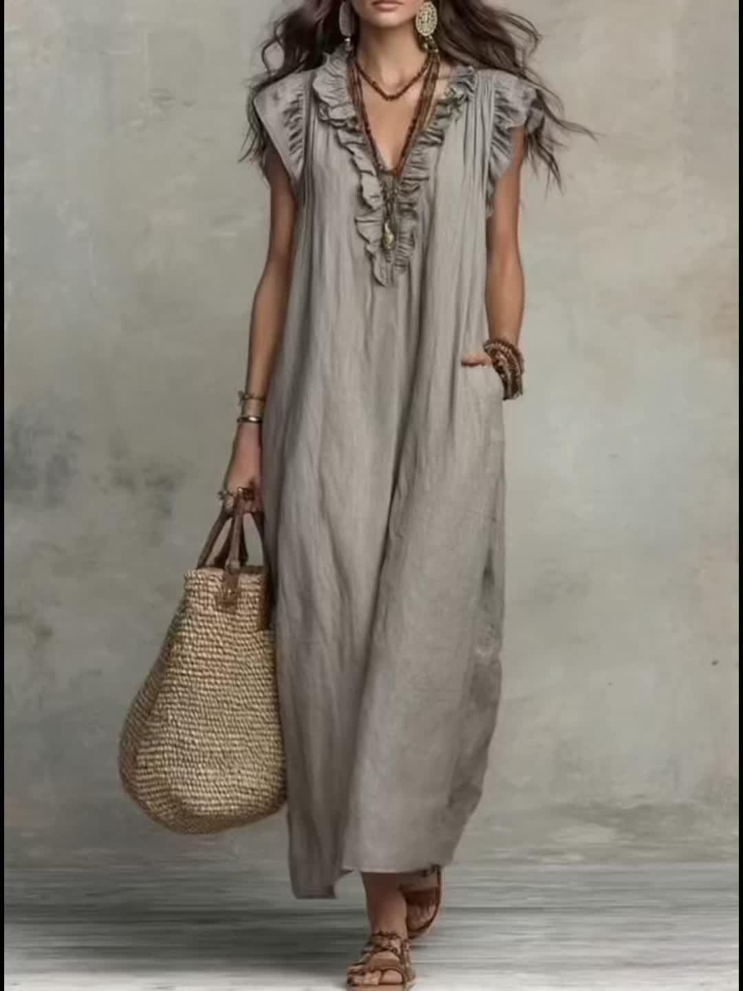 Aitana | Vestido largo con volantes