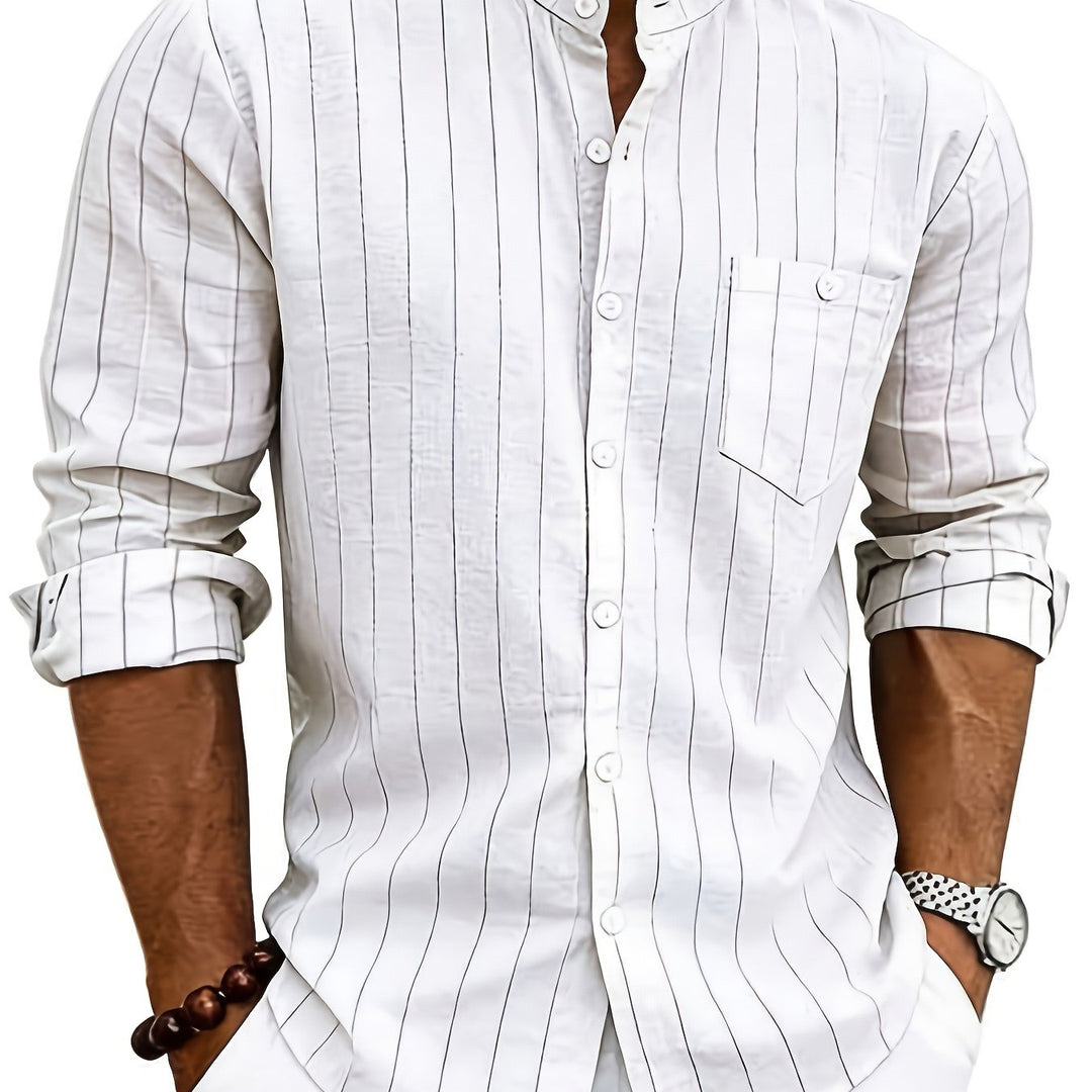 Clemente | Camisa de rayas con cuello mao