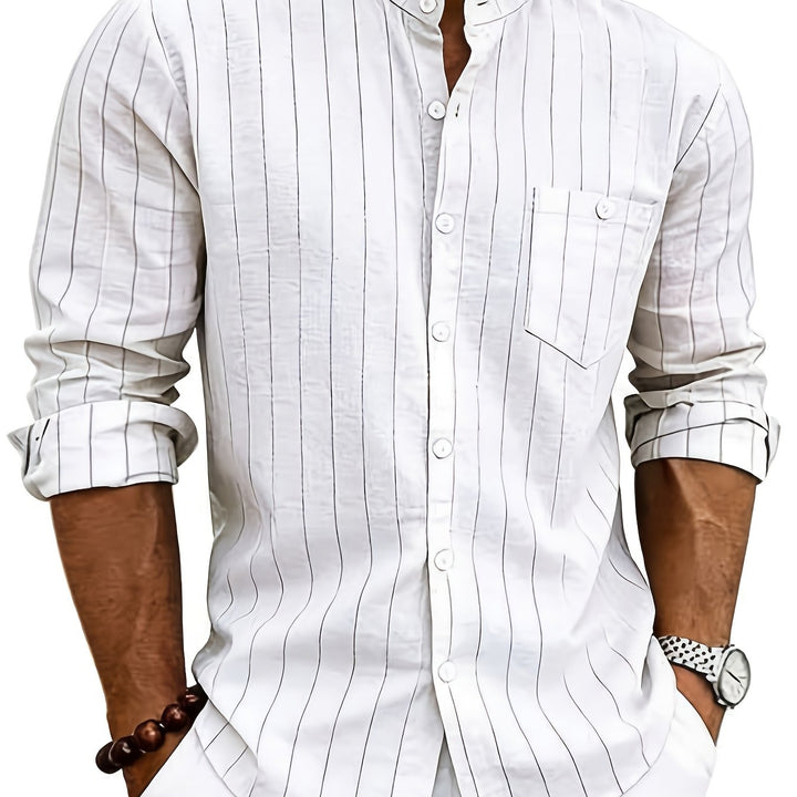 Clemente | Camisa de rayas con cuello mao