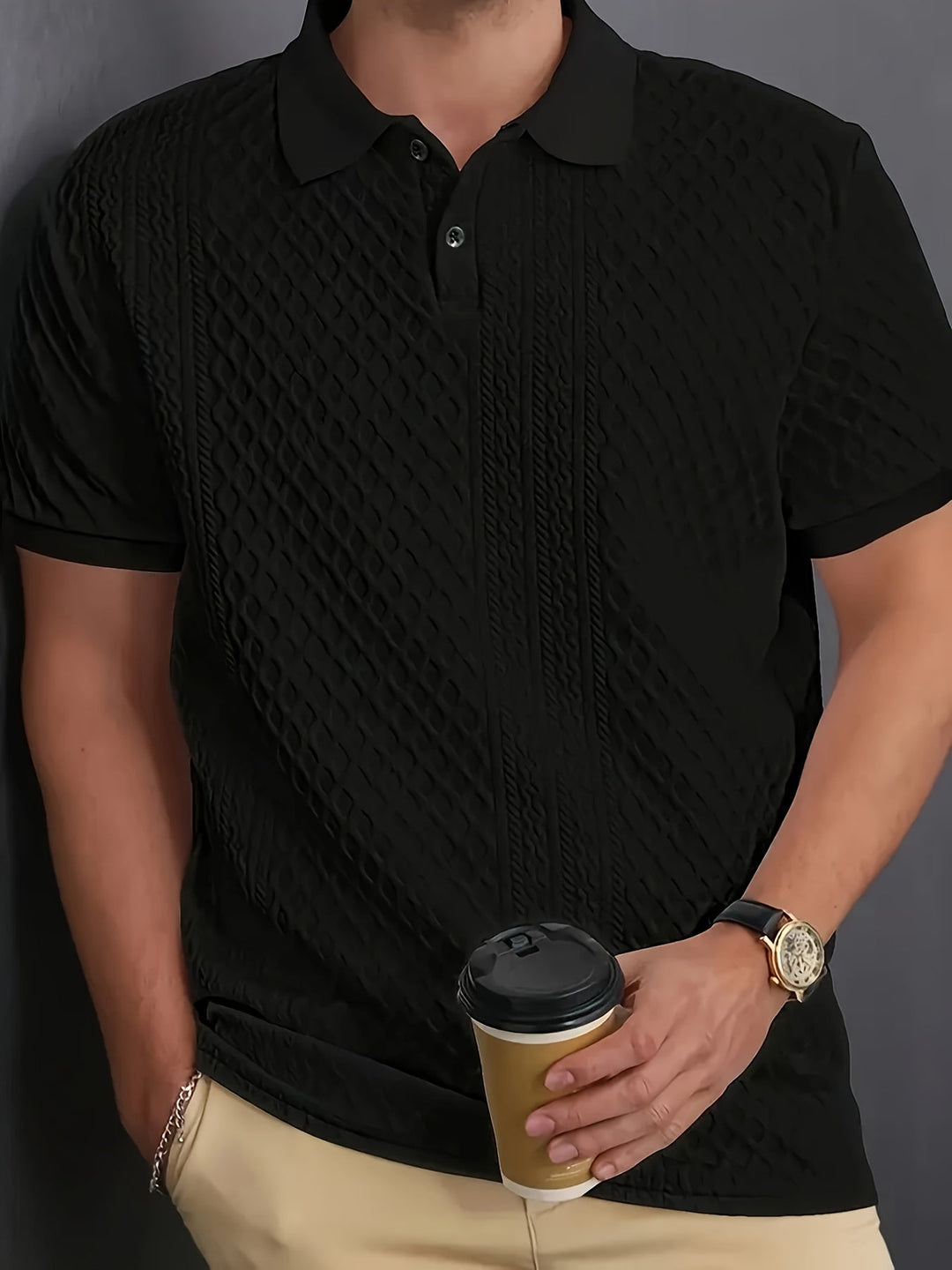 Carlos Alberto | Polera polo con textura