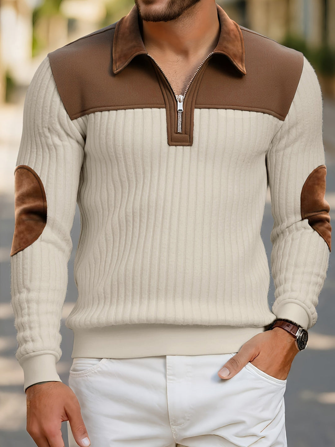 Dante | Sweater bicolor con cierre corto