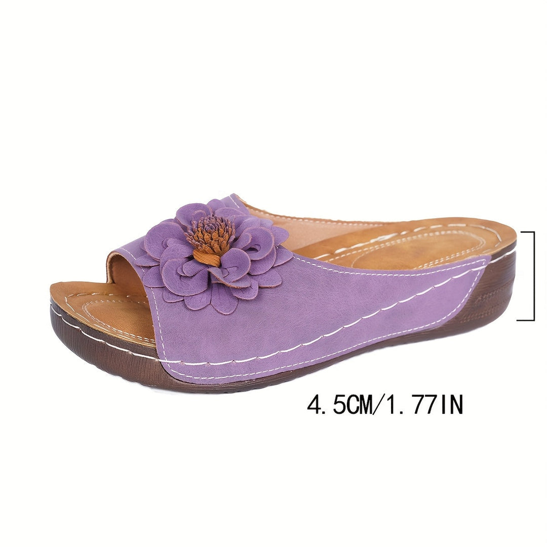 Arlette | Sandalias con flor y plataforma tipo cuña
