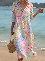 Helga | Vestido largo floral patchwork