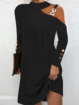 Jasmín | Vestido elegante con hombro descubierto