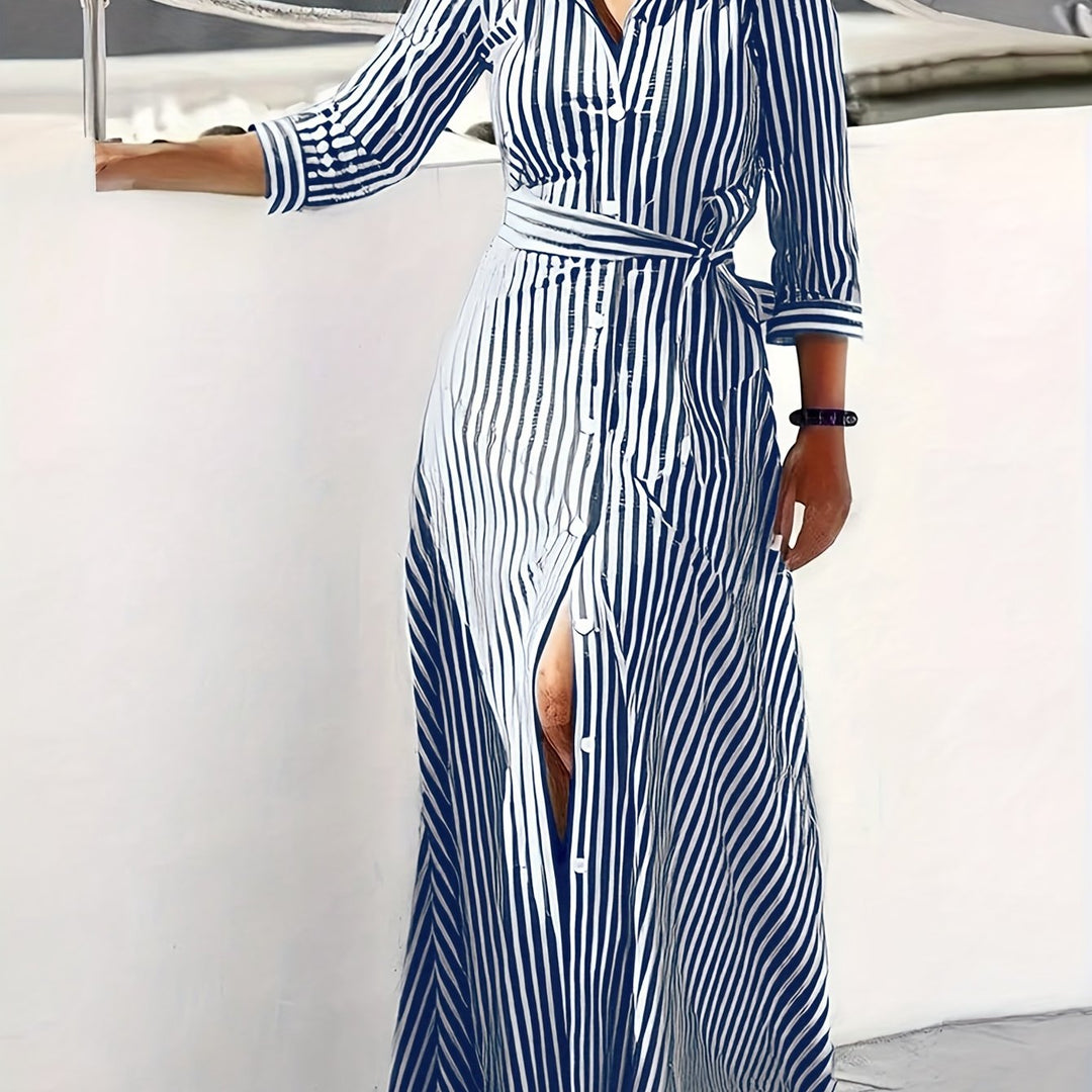 Ayleen | Vestido largo camisero con cinturón