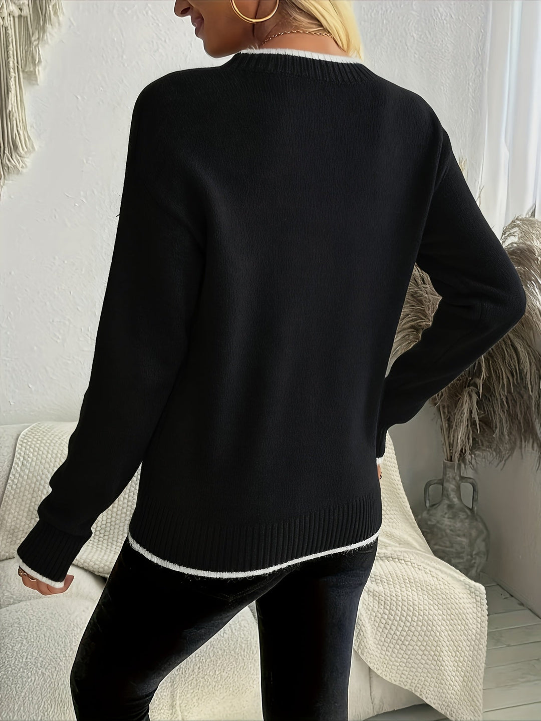 Margarita Rosa | Sweater con copo de nieve cuello redondo