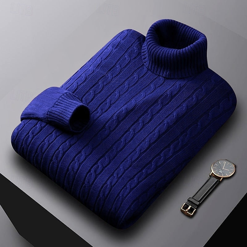 Kurt | Sweater cuello alto de punto trenzado
