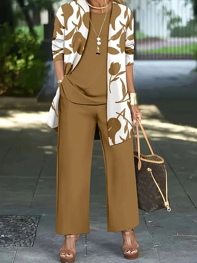 Laura | Conjunto de pantalón floral de tres piezas