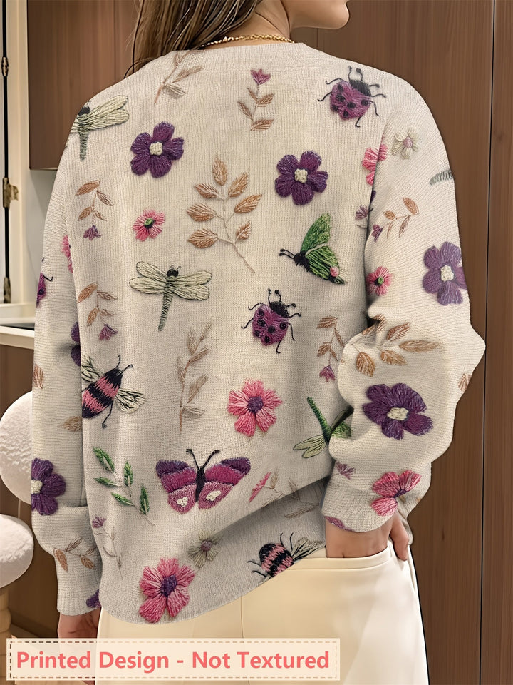 Claudia Andrea | Sweater con estampado botánico cuello redondo