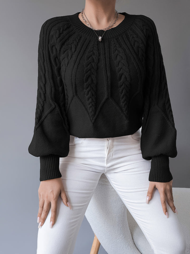 Juana María | Sweater de punto trenzado con mangas farol