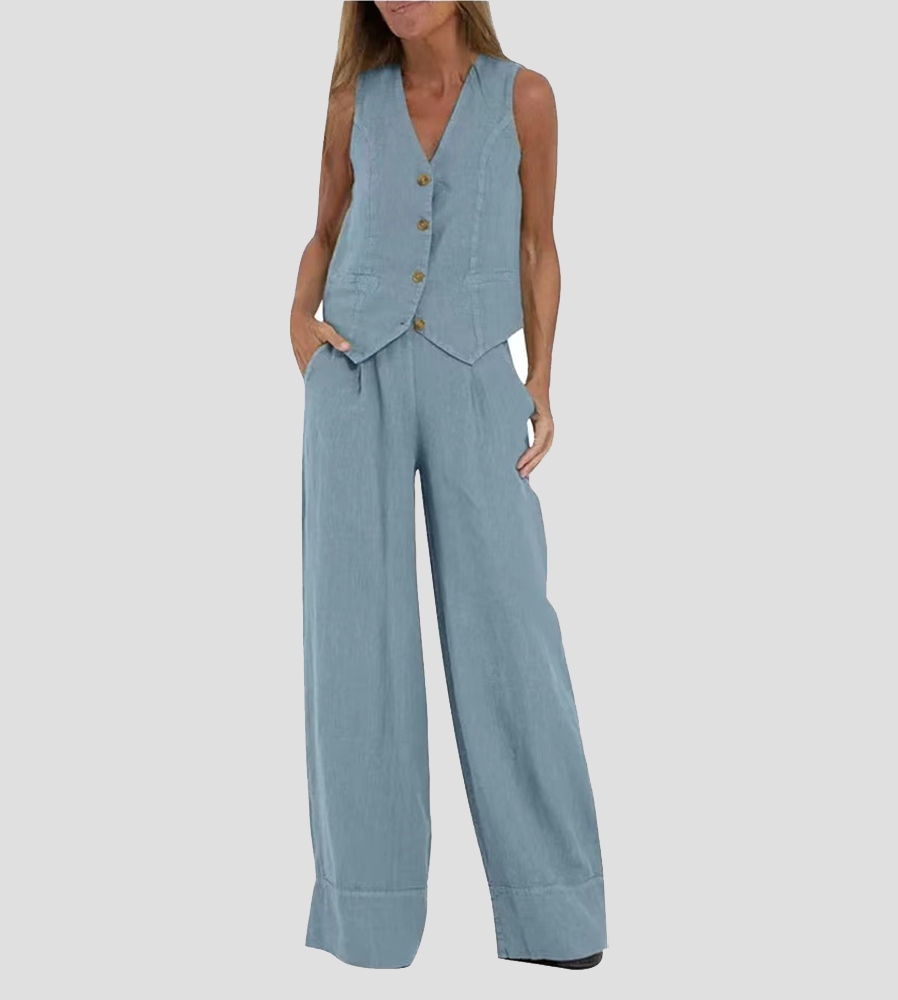 Poulette | Conjunto de chaleco sin mangas y pantalón de pierna ancha