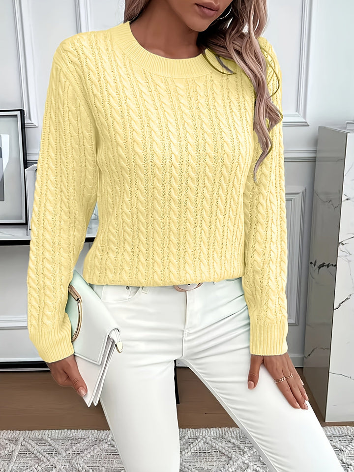 Saskia | Sweater de punto trenzado cuello redondo