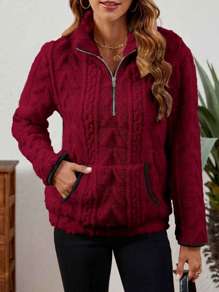 Manuela | Pullover texturado con media cremallera
