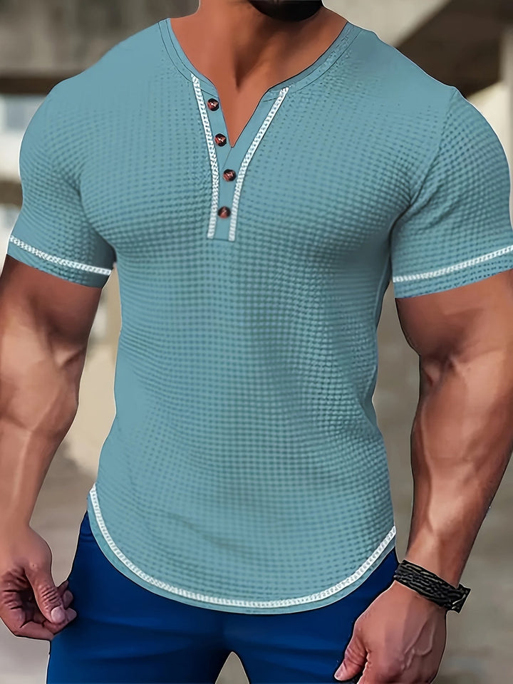 Edinson | Polera henley texturada de manga corta
