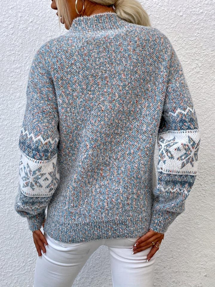 Melania | Sweater cuello alto de copos de nieve
