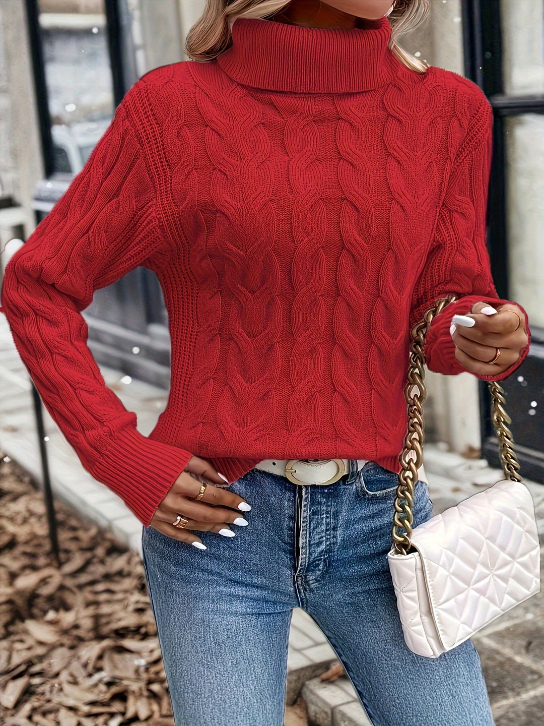 Sarai | Sweater de punto trenzado cuello alto