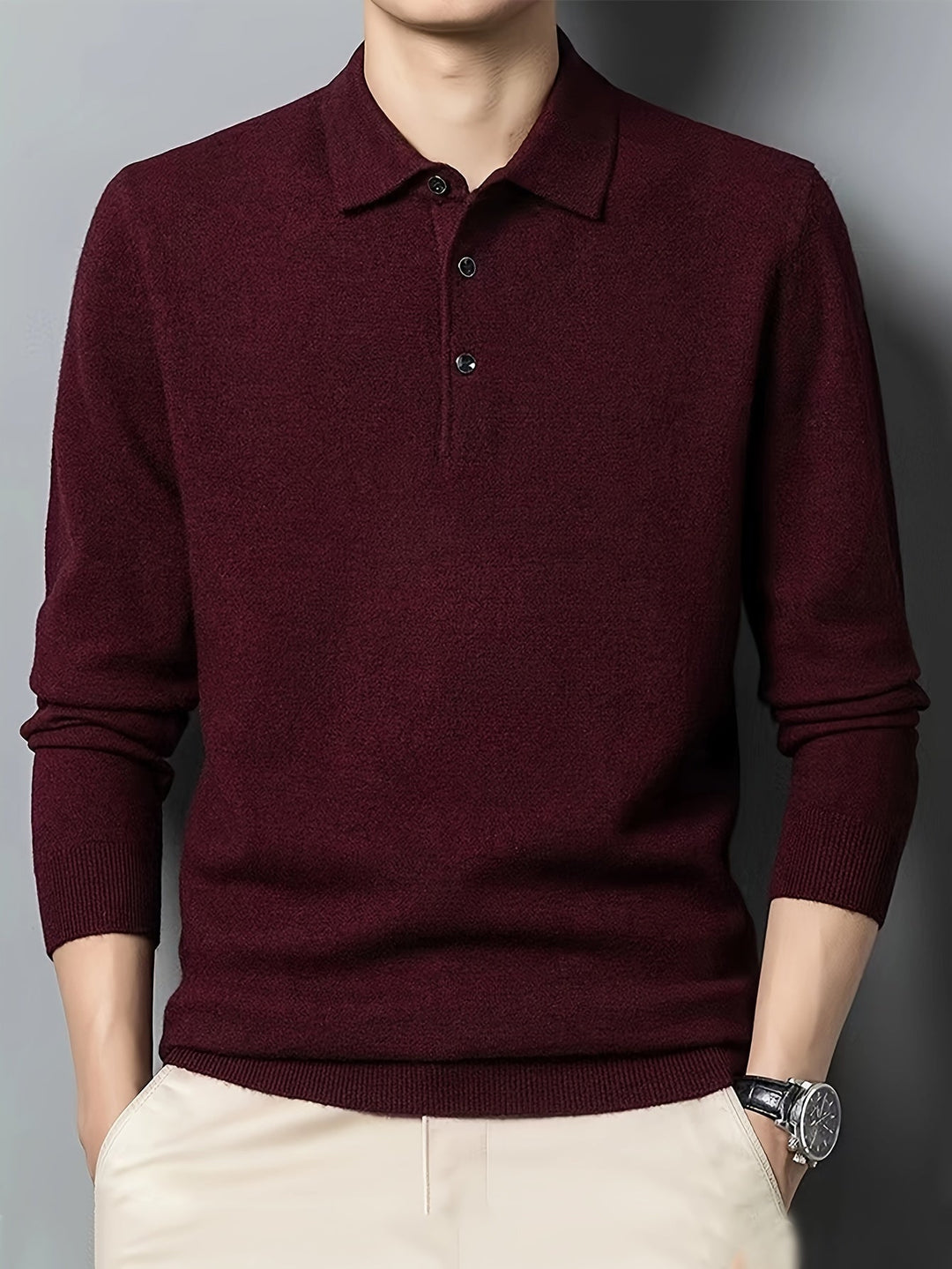 Anthony | Polera polo de punto manga larga