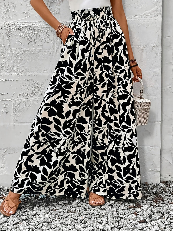 Rossana | Pantalones anchos con print de hojas