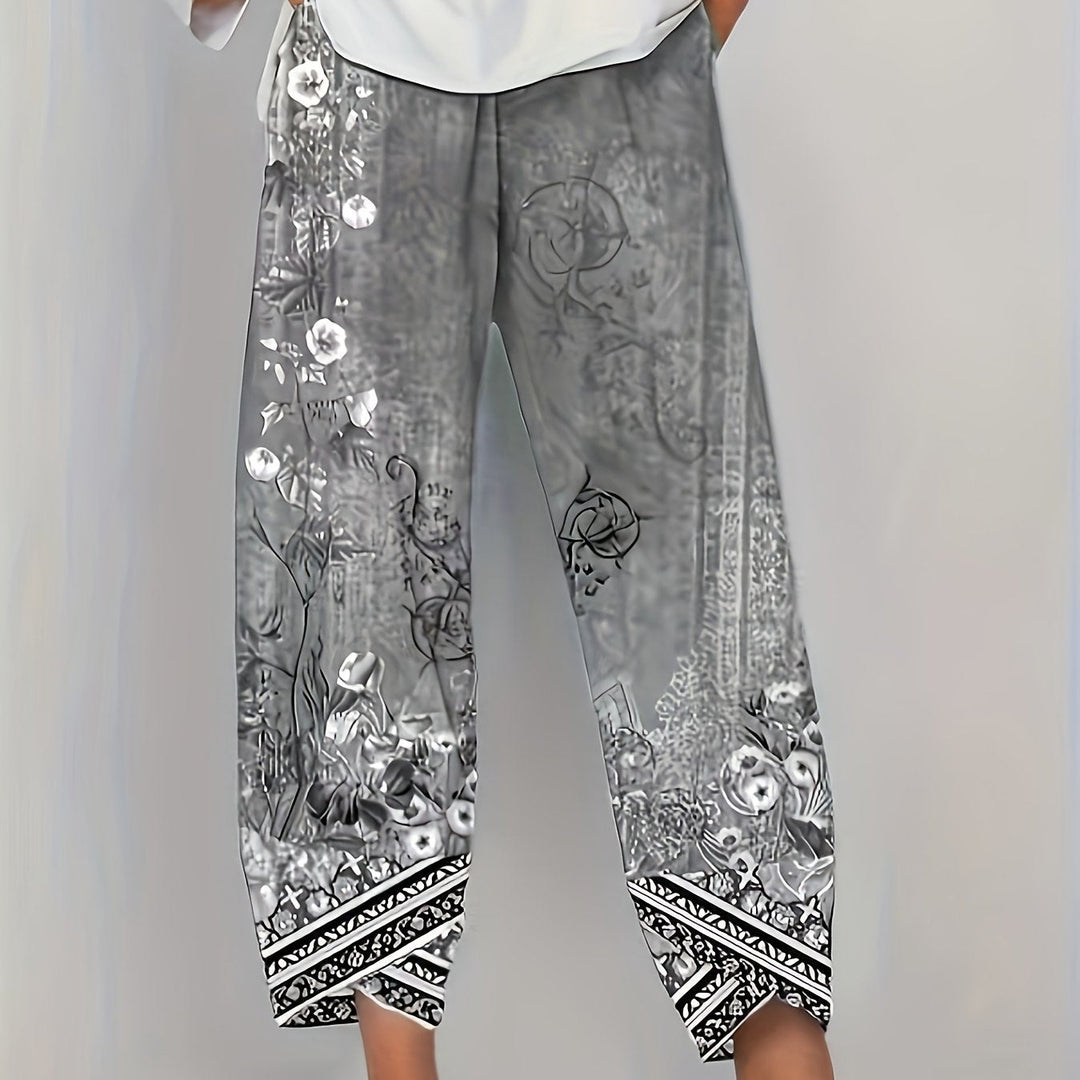 Aymara | Pantalón capri con estampado botánico