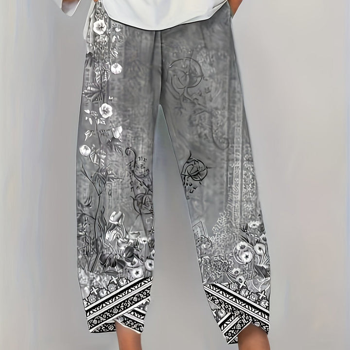 Aymara | Pantalón capri con estampado botánico