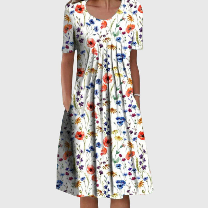 Lican Ray | Vestido estampado cuello redondo