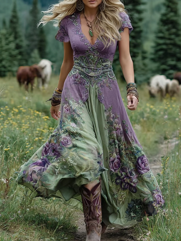 Digna | Vestido largo floral degradé