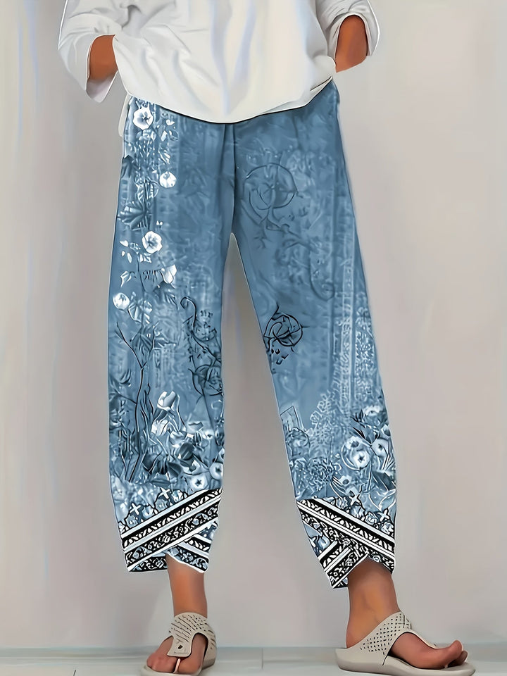 Aymara | Pantalón capri con estampado botánico