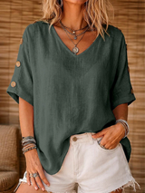 Hortensia | Blusa holgada con botones en las mangas