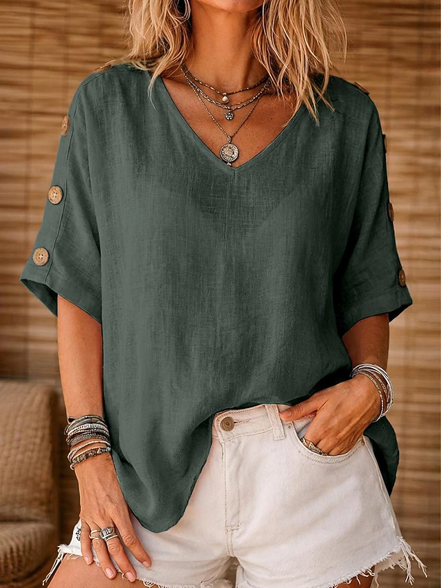 Hortensia | Blusa holgada con botones en las mangas
