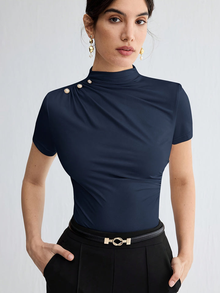 Margot | Polera cuello alto de manga corta