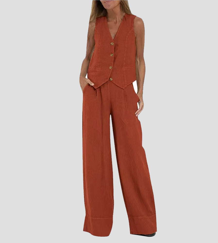 Poulette | Conjunto de chaleco sin mangas y pantalón de pierna ancha