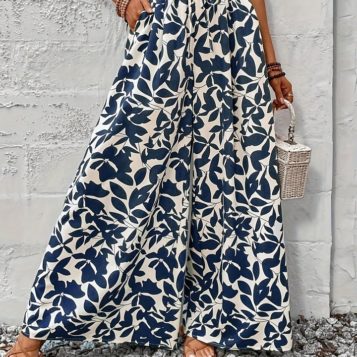 Rossana | Pantalones anchos con print de hojas