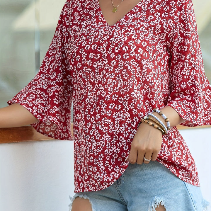 Sheila | Blusa floral con mangas volantadas