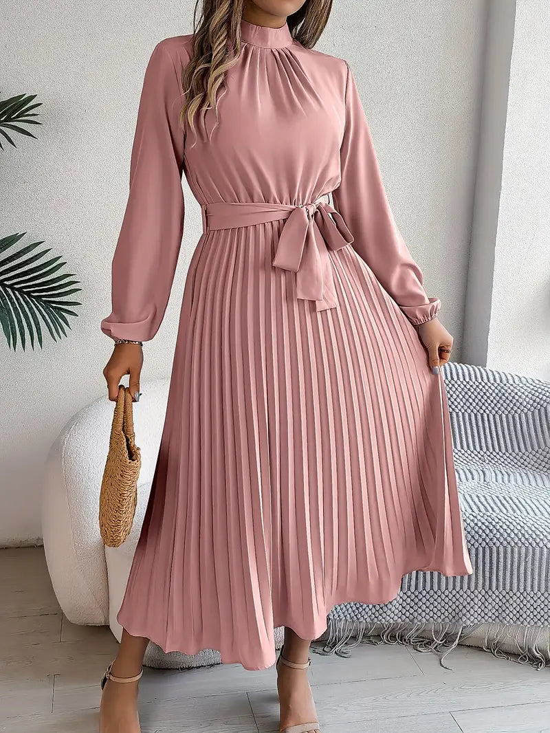 María Constanza | Vestido midi plisado con cinturón