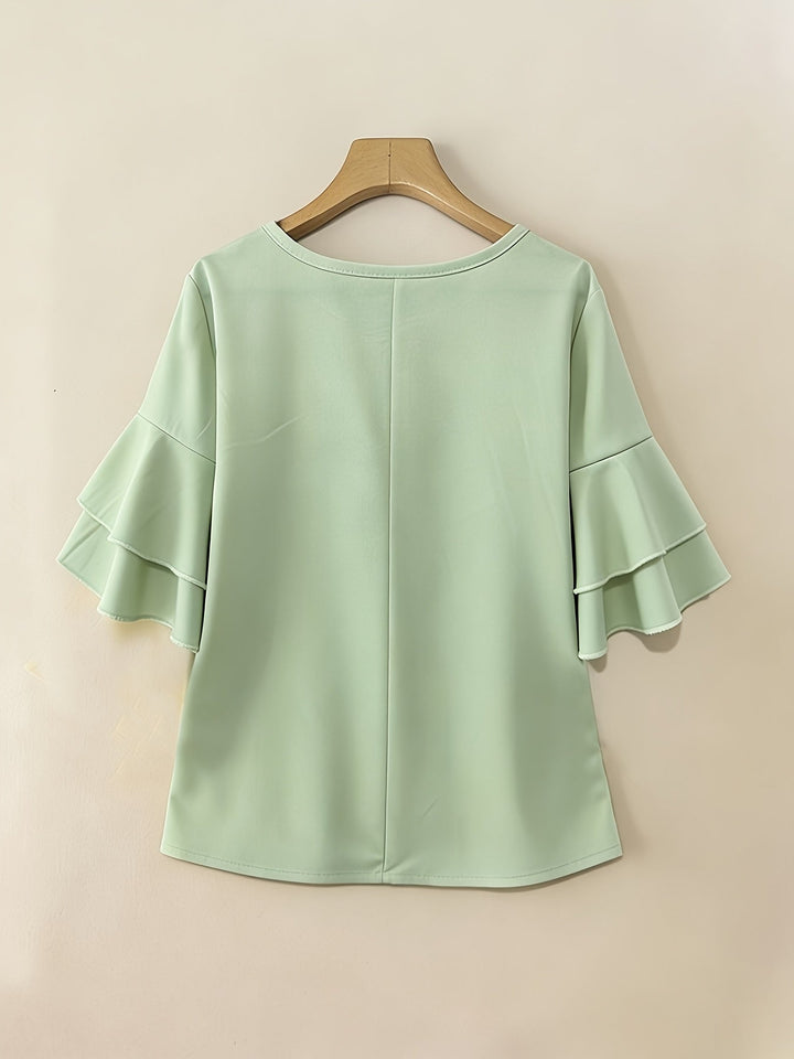 Naomi | Blusa plisada de mangas acampanadas