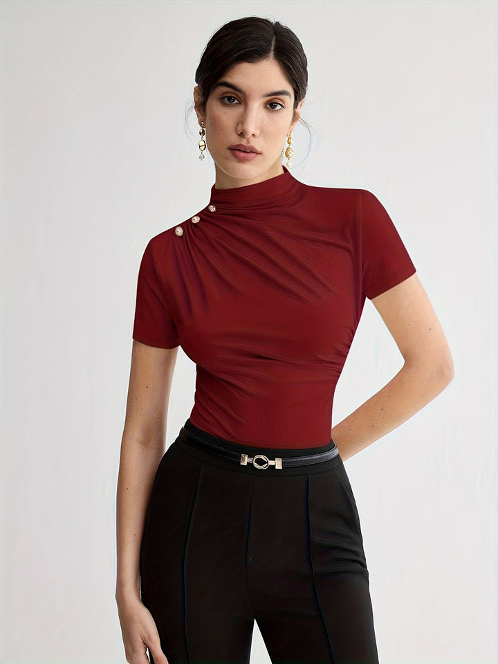 Margot | Polera cuello alto de manga corta