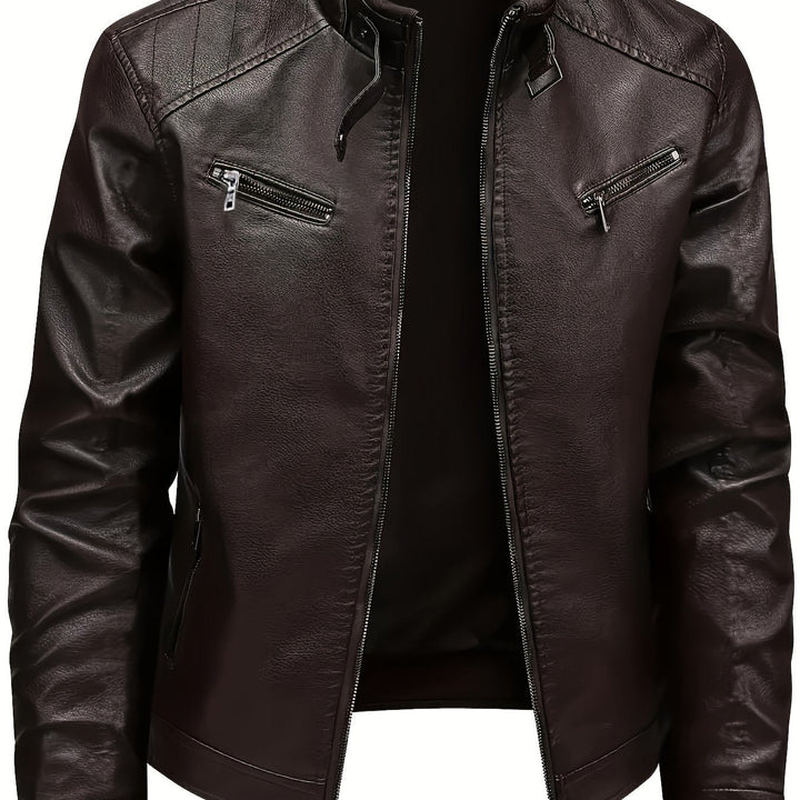 Demetrio | Chaqueta moto cuello alto para hombre