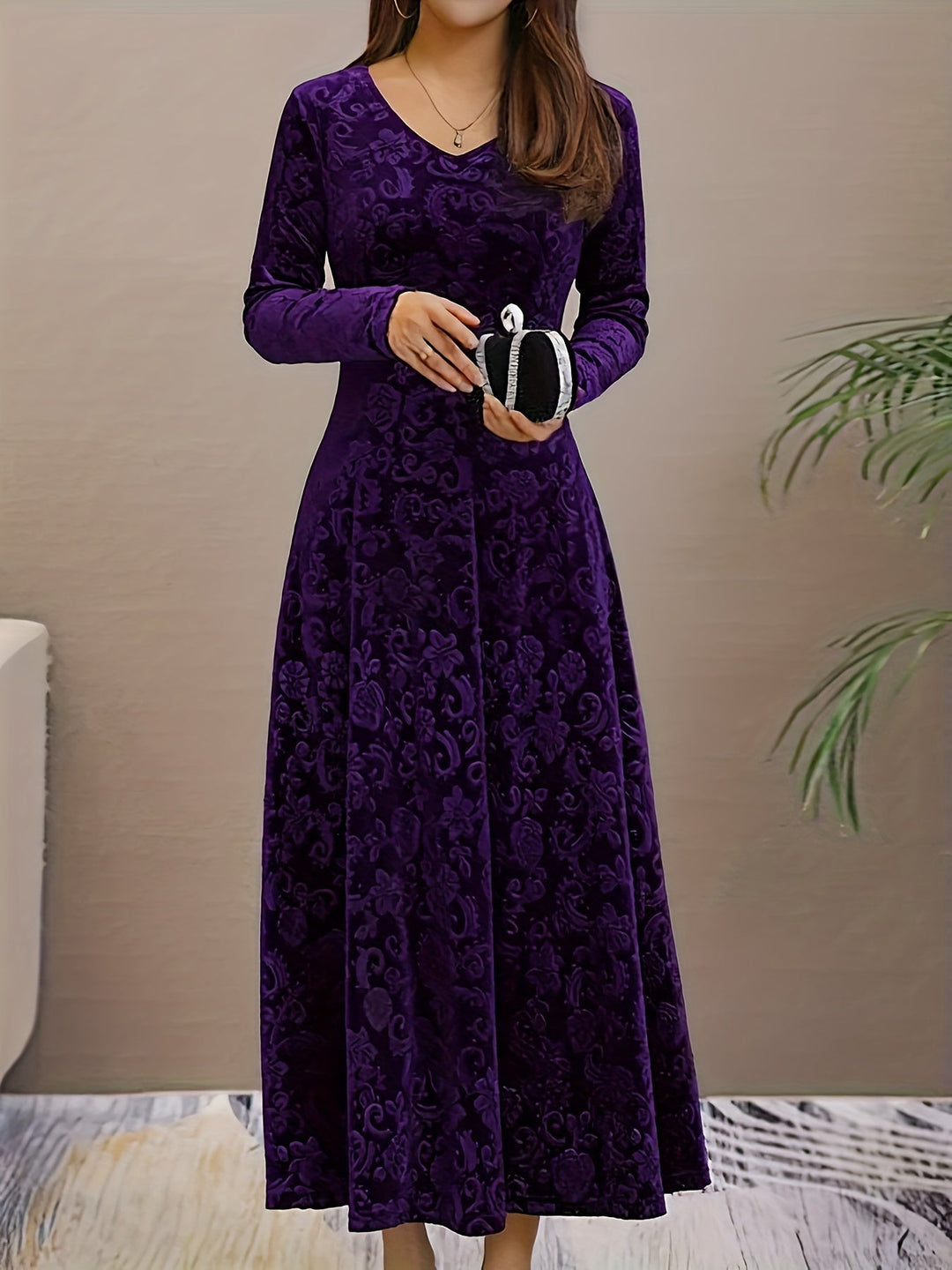 Elena | Vestido midi elegante de manga larga